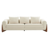 VIG Furniture Modrest Fleury - Contemporary Cream Fabric and Walnut Sofa VGCS-21073-SO VGCS-21073-SO