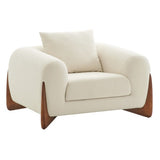 VIG Furniture Modrest Fleury - Contemporary Cream Fabric and Walnut Lounge Chair VGCS-21073-CH VGCS-21073-CH