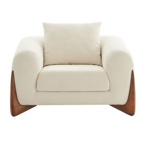 VIG Furniture Modrest Fleury - Contemporary Cream Fabric and Walnut Lounge Chair VGCS-21073-CH VGCS-21073-CH