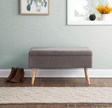 Storage Contemporary Bench in Natural Wood and Grey Fabric by LumiSource