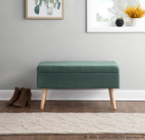 Storage Contemporary Bench in Natural Wood and Green Fabric by LumiSource