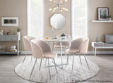 Fran Contemporary Chair in Chrome and Cream Velvet by LumiSource - Set of 2