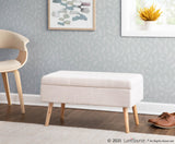 Storage Contemporary Bench in Natural Wood and Beige Fabric by LumiSource