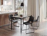 Robbi Contemporary Dining Chair in Black Steel and Black Faux Leather by LumiSource - Set of 2