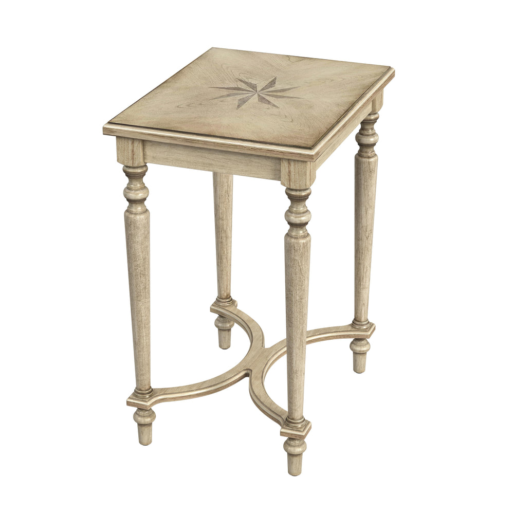 Butler Specialty Tyler Solid Wood Inlay Accent Table XRT Antique Beige Rubberwood solids, MDF, Cherry, maple and walnut Veneers 2116424-BUTLER