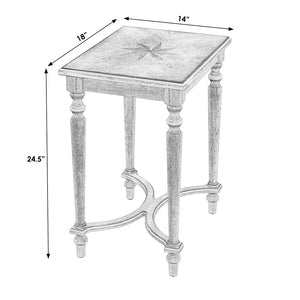 Butler Specialty Tyler Solid Wood Inlay Accent Table XRT Antique Beige Rubberwood solids, MDF, Cherry, maple and walnut Veneers 2116424-BUTLER