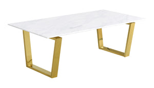 Cameron Stone / Marble Veneer / Stainless Steel Contemporary Gold Coffee Table - 48" W x 24" D x 16" H