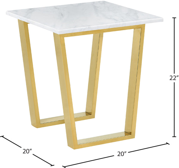 Cameron Stone / Marble Veneer / Stainless Steel Contemporary Gold End Table - 20" W x 20" D x 22" H