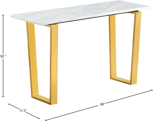 Cameron Stone / Marble Veneer / Stainless Steel Contemporary Gold Console Table - 48" W x 17.5" D x 30" H