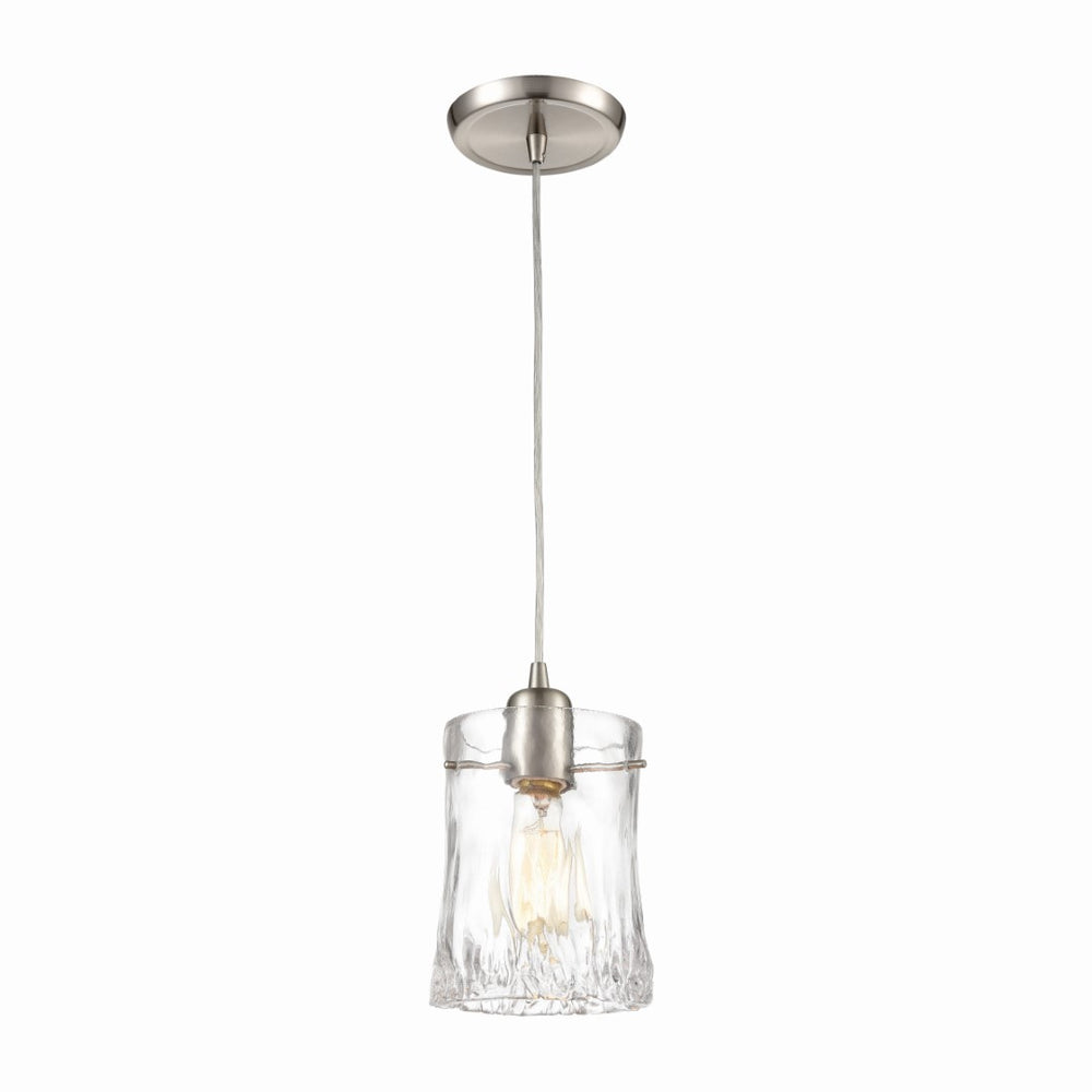 Hand Formed Glass 6'' Wide 1-Light Mini Pendant - Satin Nickel