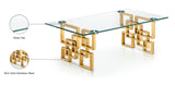 Pierre Glass / Stainless Steel Contemporary Gold Coffee Table - 48" W x 24" D x 16" H