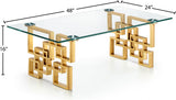 Pierre Glass / Stainless Steel Contemporary Gold Coffee Table - 48" W x 24" D x 16" H