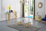 Pierre Glass / Stainless Steel Contemporary Gold End Table - 20" W x 20" D x 22" H
