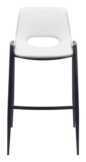Zuo Modern Desi 100% Polyurethane, Plywood, Steel Modern Commercial Grade Barstool Set - Set of 2 White, Black 100% Polyurethane, Plywood, Steel