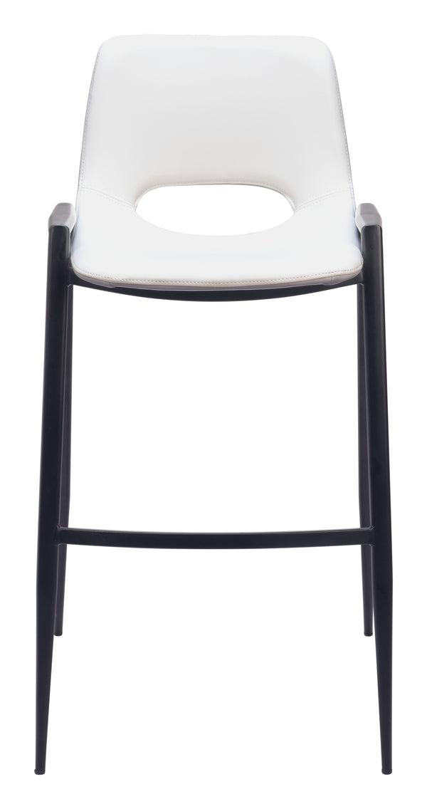 Zuo Modern Desi 100% Polyurethane, Plywood, Steel Modern Commercial Grade Barstool Set - Set of 2 White, Black 100% Polyurethane, Plywood, Steel