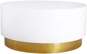 Deco Metal Contemporary White/Gold Coffee Table - 36" W x 36" D x 16.5" H