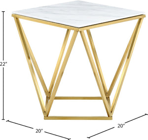 Mason Marble / Stainless Steel Contemporary Gold End Table - 20" W x 20" D x 22" H