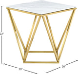 Mason Marble / Stainless Steel Contemporary Gold End Table - 20" W x 20" D x 22" H