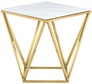 Mason Marble / Stainless Steel Contemporary Gold End Table - 20" W x 20" D x 22" H