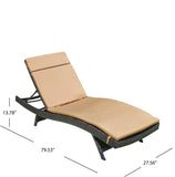 Salem Outdoor Brown Wicker Adjustable Chaise Lounge with Caramel Cushion Noble House