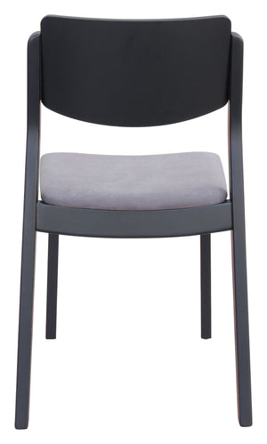 Zuo Modern Desdamona 100% Polyester, Rubberwood Scandinavian Commercial Grade Dining Chair Set - Set of 2 Gray, Black 100% Polyester, Rubberwood