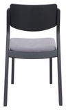 Zuo Modern Desdamona 100% Polyester, Rubberwood Scandinavian Commercial Grade Dining Chair Set - Set of 2 Gray, Black 100% Polyester, Rubberwood