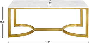 London Stone / Marble Veneer / Stainless Steel Contemporary Gold Coffee Table - 48" W x 25" D x 18.5" H