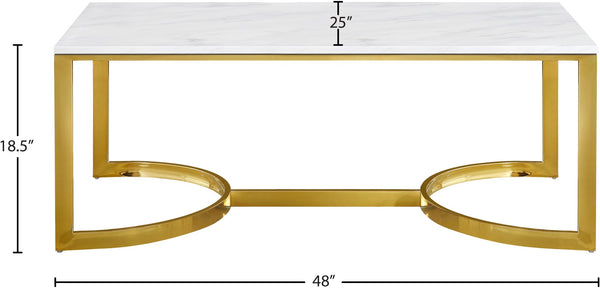 London Stone / Marble Veneer / Stainless Steel Contemporary Gold Coffee Table - 48" W x 25" D x 18.5" H
