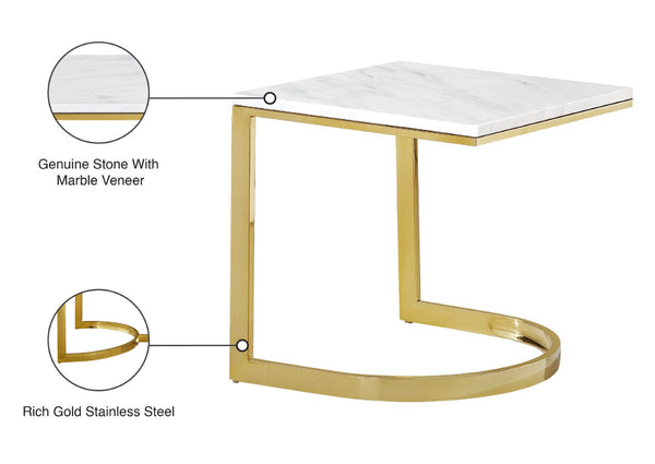 London Stone / Marble Veneer / Stainless Steel Contemporary Gold End Table - 20" W x 20" D x 21" H