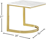 London Stone / Marble Veneer / Stainless Steel Contemporary Gold End Table - 20" W x 20" D x 21" H