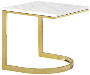 London Stone / Marble Veneer / Stainless Steel Contemporary Gold End Table - 20" W x 20" D x 21" H