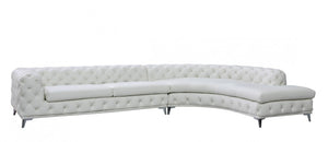 VIG Furniture DIvani Casa Kohl - Contemporary White RAF Curved Shape Sectional Sofa w/ Chaise VGEV-2179-WHT-RAF-SECT VGEV-2179-WHT-RAF-SECT
