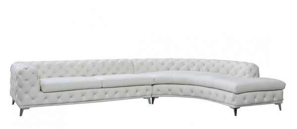 VIG Furniture DIvani Casa Kohl - Contemporary White RAF Curved Shape Sectional Sofa w/ Chaise VGEV-2179-WHT-RAF-SECT VGEV-2179-WHT-RAF-SECT