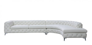 VIG Furniture DIvani Casa Kohl - Contemporary White RAF Curved Shape Sectional Sofa w/ Chaise VGEV-2179-WHT-RAF-SECT VGEV-2179-WHT-RAF-SECT