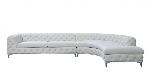 VIG Furniture DIvani Casa Kohl - Contemporary White RAF Curved Shape Sectional Sofa w/ Chaise VGEV-2179-WHT-RAF-SECT VGEV-2179-WHT-RAF-SECT