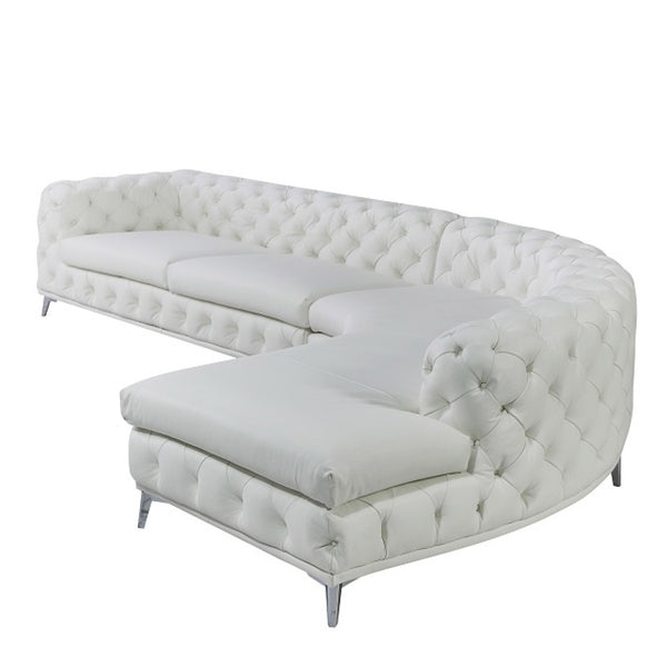 VIG Furniture DIvani Casa Kohl - Contemporary White RAF Curved Shape Sectional Sofa w/ Chaise VGEV-2179-WHT-RAF-SECT VGEV-2179-WHT-RAF-SECT