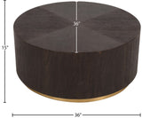 Nile Oak Wood / Plywood / Metal Art Deco Brown Oak Coffee Table - 36" W x 36" D x 15" H