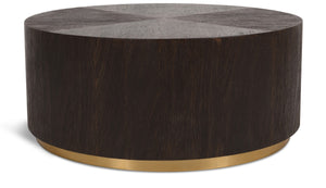 Nile Oak Wood / Plywood / Metal Art Deco Brown Oak Coffee Table - 36" W x 36" D x 15" H