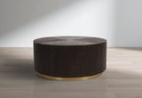 Nile Oak Wood / Plywood / Metal Art Deco Brown Oak Coffee Table - 36" W x 36" D x 15" H