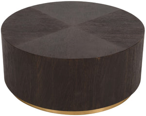 Nile Oak Wood / Plywood / Metal Art Deco Brown Oak Coffee Table - 36" W x 36" D x 15" H