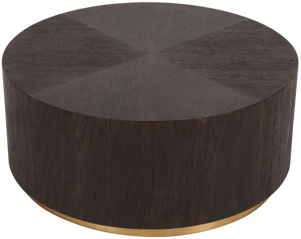 Nile Oak Wood / Plywood / Metal Art Deco Brown Oak Coffee Table - 36" W x 36" D x 15" H