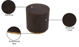 Nile Oak Wood / Plywood / Metal Art Deco Brown Oak End Table - 18" W x 18" D x 20" H