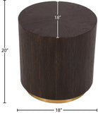 Nile Oak Wood / Plywood / Metal Art Deco Brown Oak End Table - 18" W x 18" D x 20" H