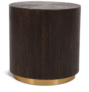 Nile Oak Wood / Plywood / Metal Art Deco Brown Oak End Table - 18" W x 18" D x 20" H