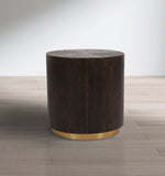 Nile Oak Wood / Plywood / Metal Art Deco Brown Oak End Table - 18" W x 18" D x 20" H