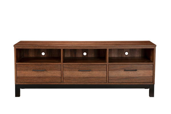 Weston Rustic Pine TV Console with Mahogany, English Dovetail Drawers & Metal Glides – Stylish Storage!