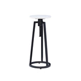 Shawna Adj Drink Table Black With White Marble
