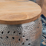 Kyomi Drum Table Small Silver