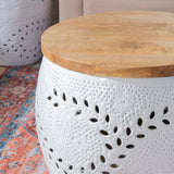 Kyomi Drum Table Small White