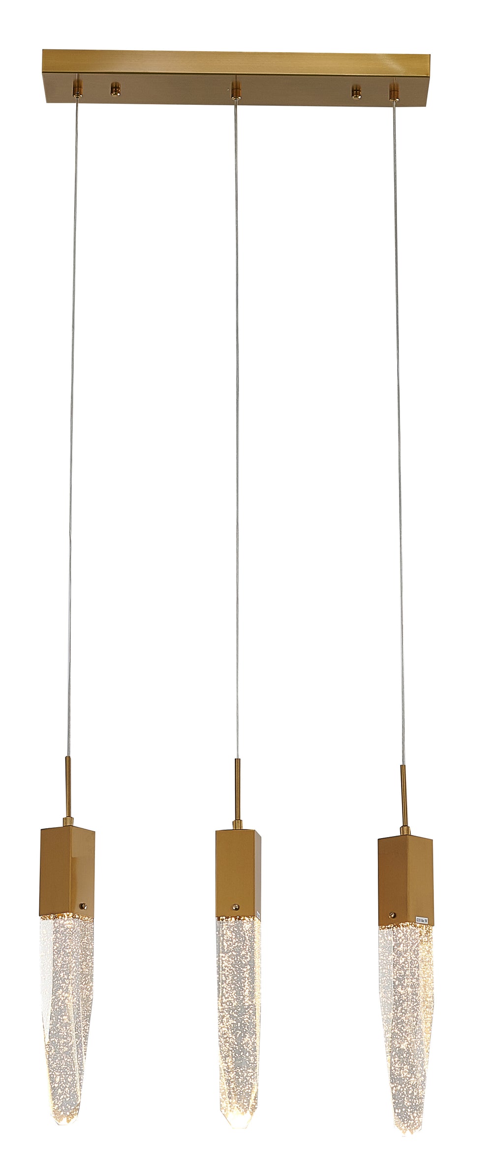 Bethel Gold Island Lighting Fixture with Adjustable Cords & Stunning Clear Bubble Crystals